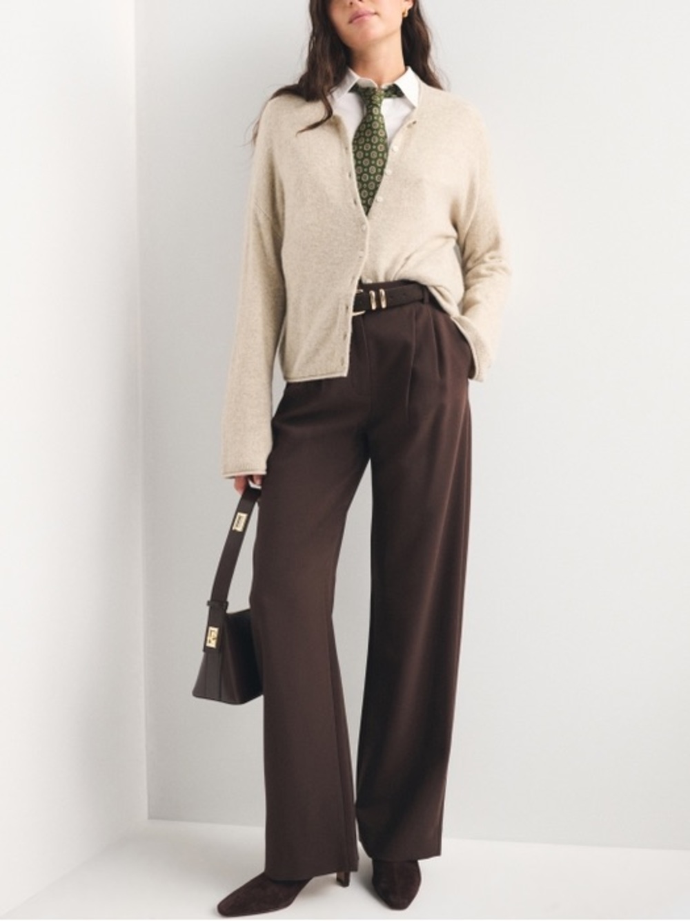 ABERCROMBIE Sloane Tailored Wide Leg Pant Dark Brown US 32 Like new
